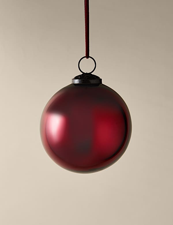 Red Glass Metallic Bauble - CZ