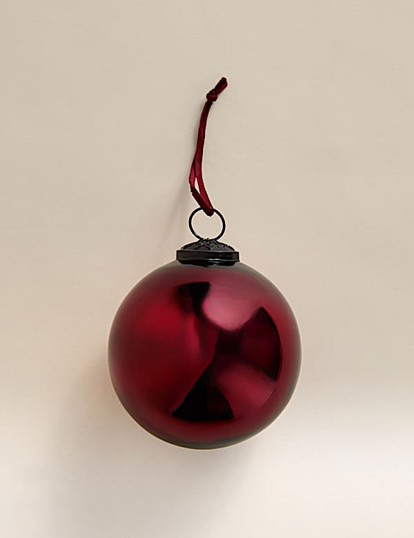 Red Glass Metallic Bauble - MV