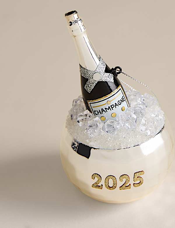 קישוט לתלייה מזכוכית בצורת בקבוק שמפניה - IL