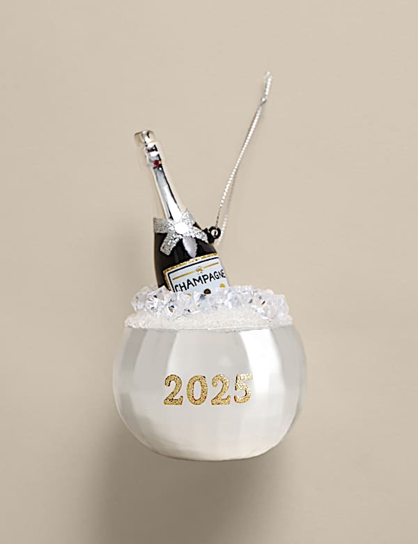 קישוט לתלייה מזכוכית בצורת בקבוק שמפניה - IL