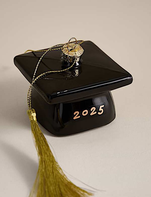 קישוט לתלייה מזכוכית בצורת כובע סיום לימודים - IL