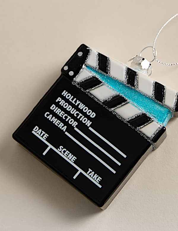 Glass Hanging Movie Clapperboard Decoration - CZ