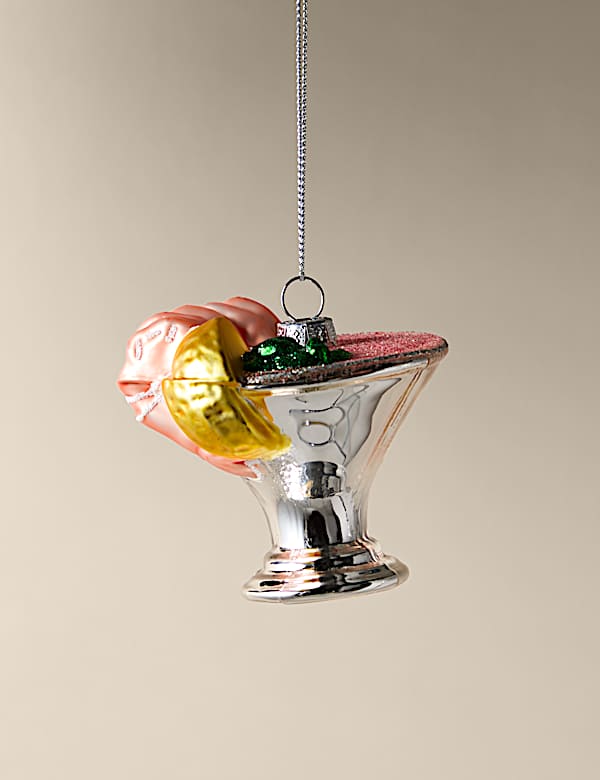 Glass Hanging Prawn Cocktail Decoration - RS