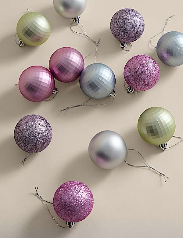 24pk Multicoloured Shatterproof Baubles - GR