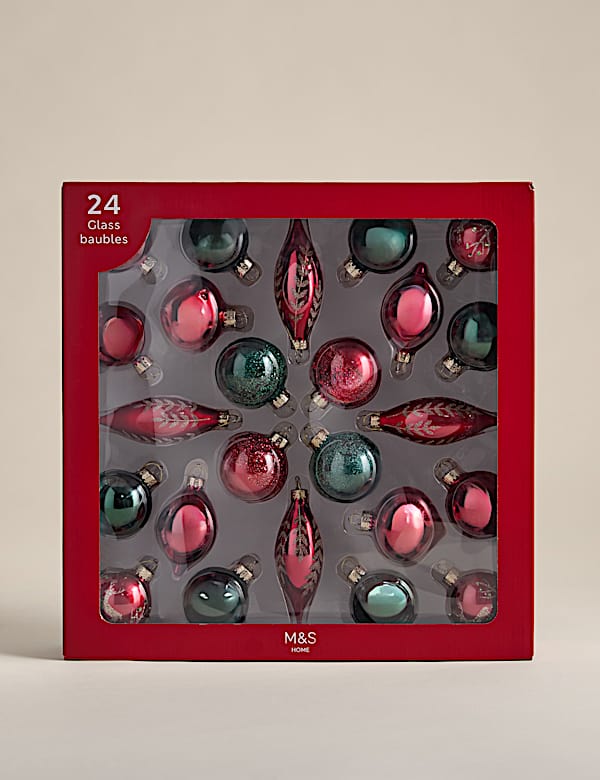 Szklane bombki ozdobne, 24 szt. - PL