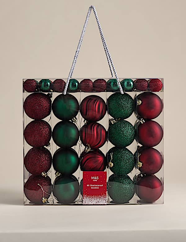 80pk Shatterproof Baubles - CH