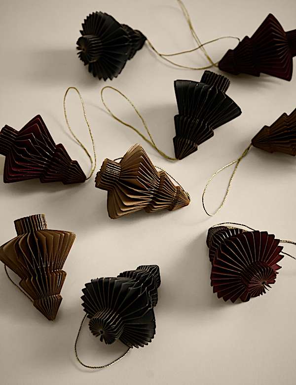 Χάρτινα κρεμαστά στολίδια δέντρο, σετ των 9 - GR