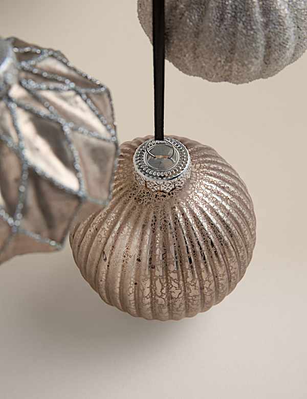 20pk Silver Grey Glass Baubles - CY
