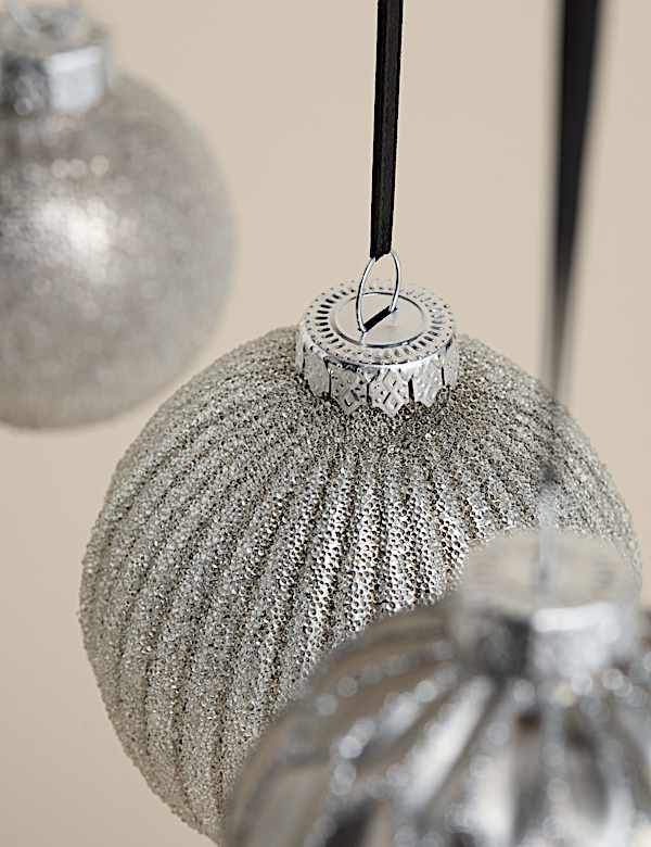 20pk Silver Grey Glass Baubles - CY