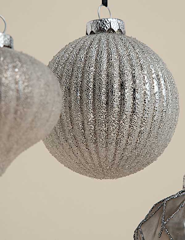 20pk Silver Grey Glass Baubles - CY