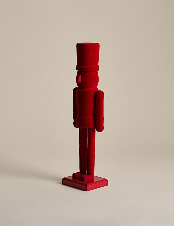 Nussknacker-Raumdekoration aus rot beflocktem Holz - DE