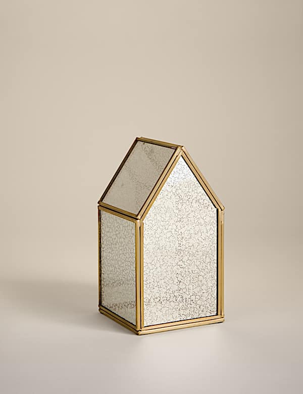 Small Mercury Glass House Decoration - GR