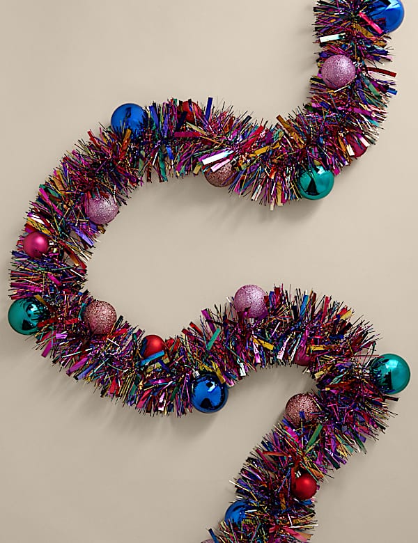Multicoloured Tinsel Bauble Garland - PT