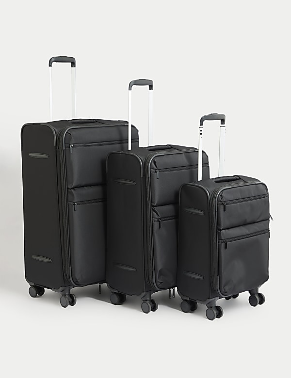 Set of 3 Montreal 4 Wheel Soft Suitcases Luggage M S GR
