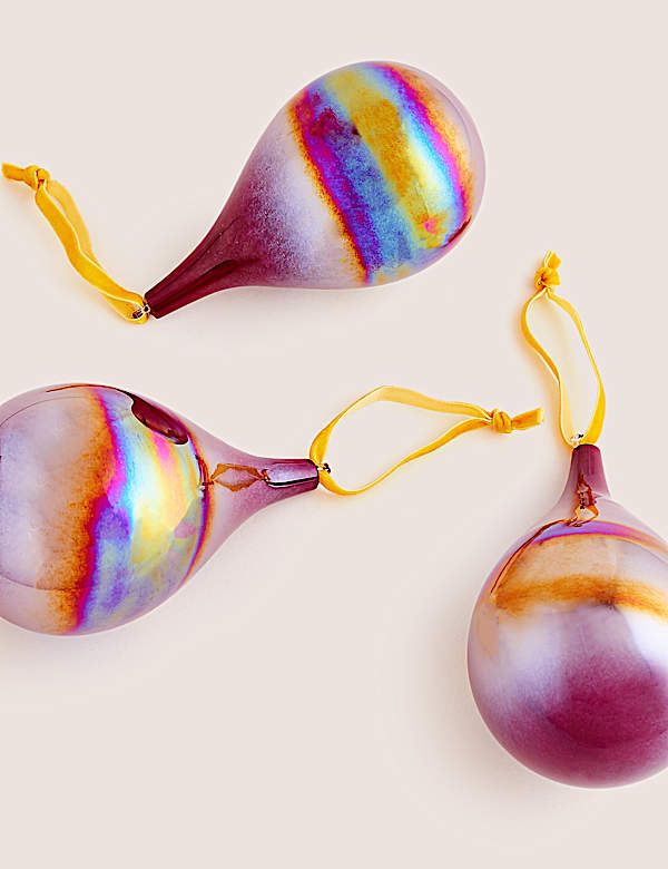 3 Pack Iridescent Droplet Christmas Baubles - NZ