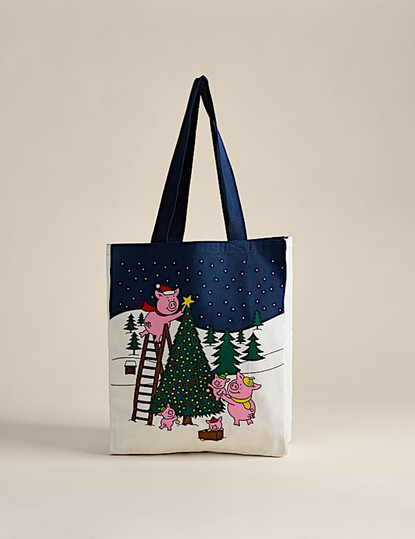 Pure Cotton Percy Pig™ Christmas Tote Bag - HR