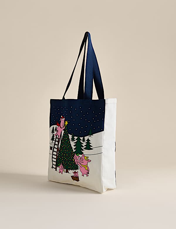 Pure Cotton Percy Pig™ Christmas Tote Bag - HR