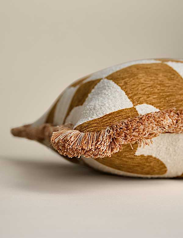 Chenille Geometric Jacquard Fringed Cushion - SE