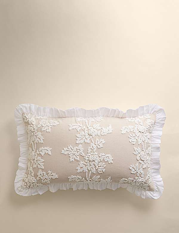 Pure Cotton Floral Embroidered Bolster Cushion - CA