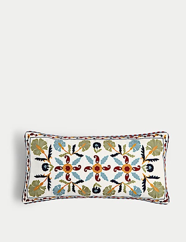 Pure Cotton Embroidered Floral Cushion - CN