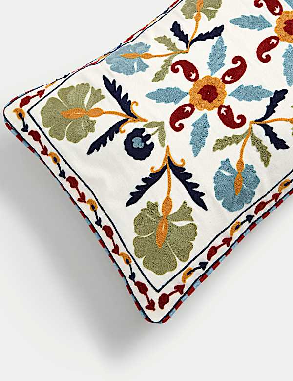 Pure Cotton Embroidered Floral Cushion - AL