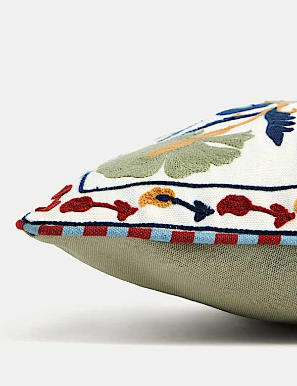 Pure Cotton Embroidered Floral Cushion - AL