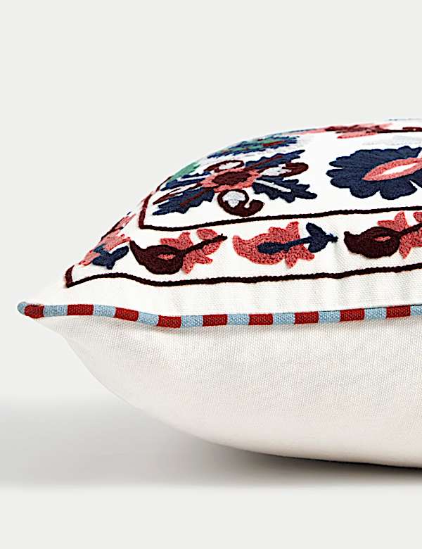 Pure Cotton Embroidered Floral Cushion - FR