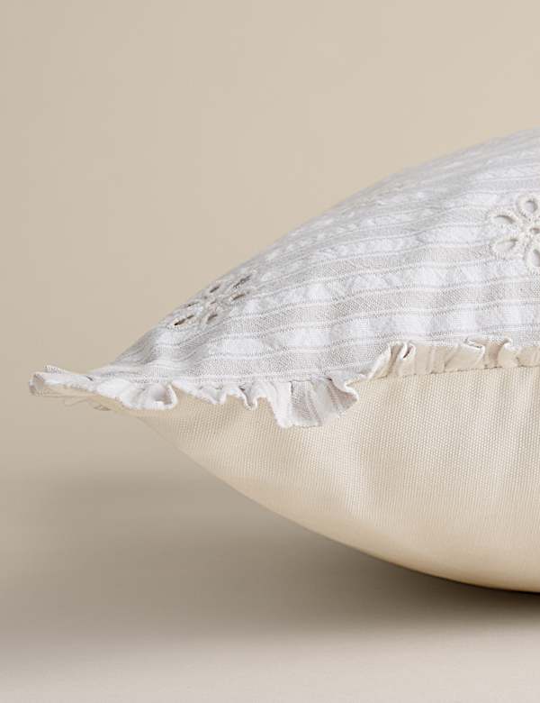 Pure Cotton Broderie Frill Cushion - DK