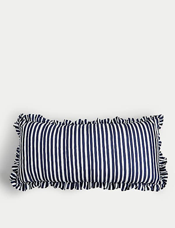 Cotton Rich Striped Bow Bolster Cushion - GR