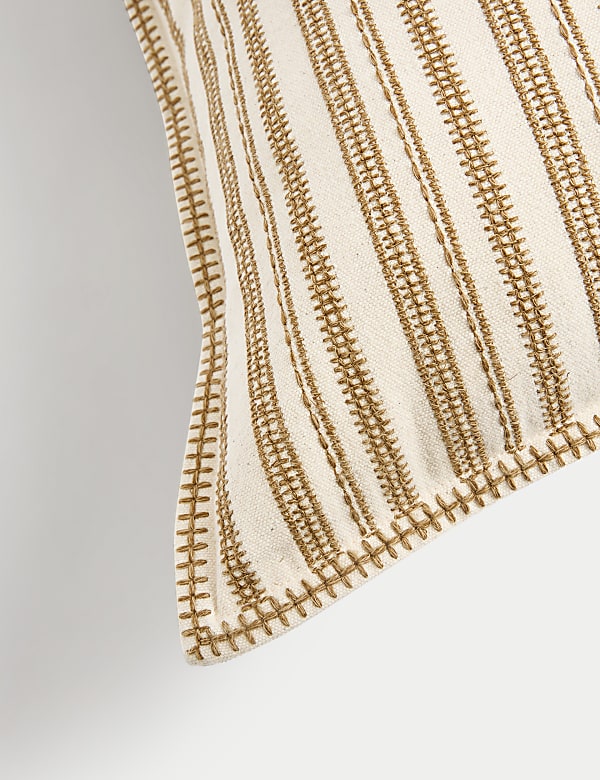 Pure Cotton Striped Embroidered Cushion - RS