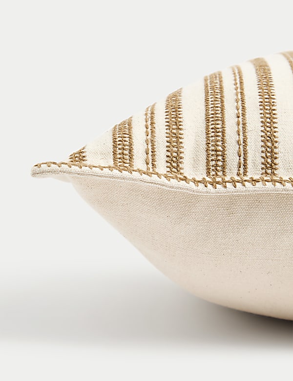 Pure Cotton Striped Embroidered Cushion - RS