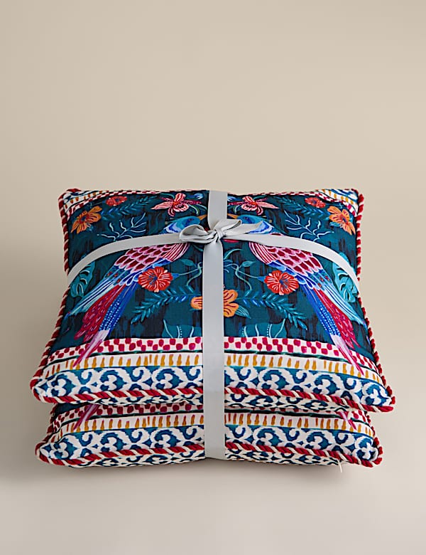 Lot de 2 coussins d&rsquo;ext&eacute;rieur &agrave; imprim&eacute; oiseau - FR