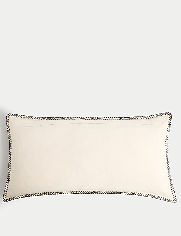 Pure Cotton Grid Embroidered Bolster Cushion - CN