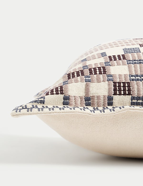 Pure Cotton Geometric Embroidered Cushion - HU