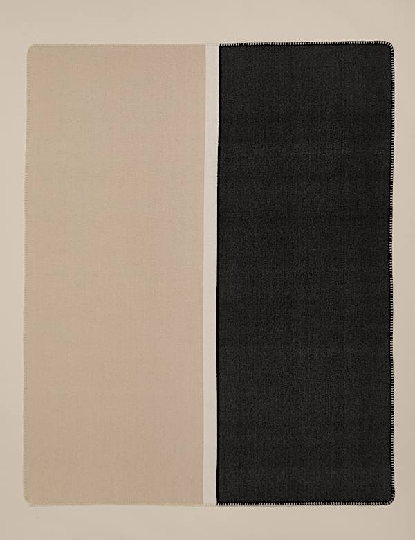 Wool Blend Colour Block Brushed Throw - US