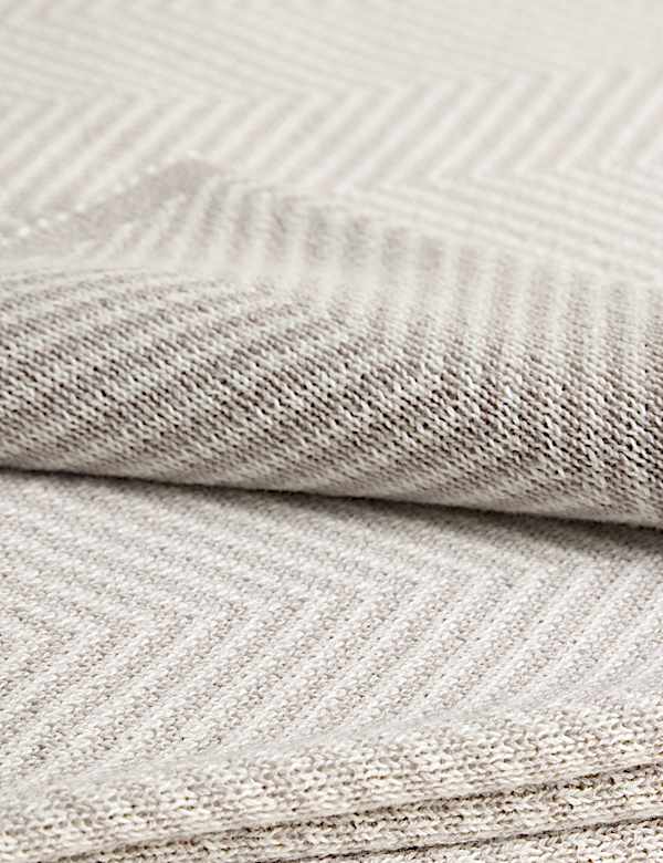 Pure Cotton Chevron Knitted Throw - CZ