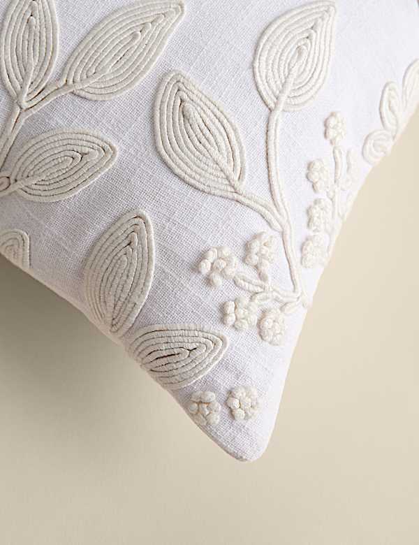 Pure Cotton Floral Embroidered Cushion - FR