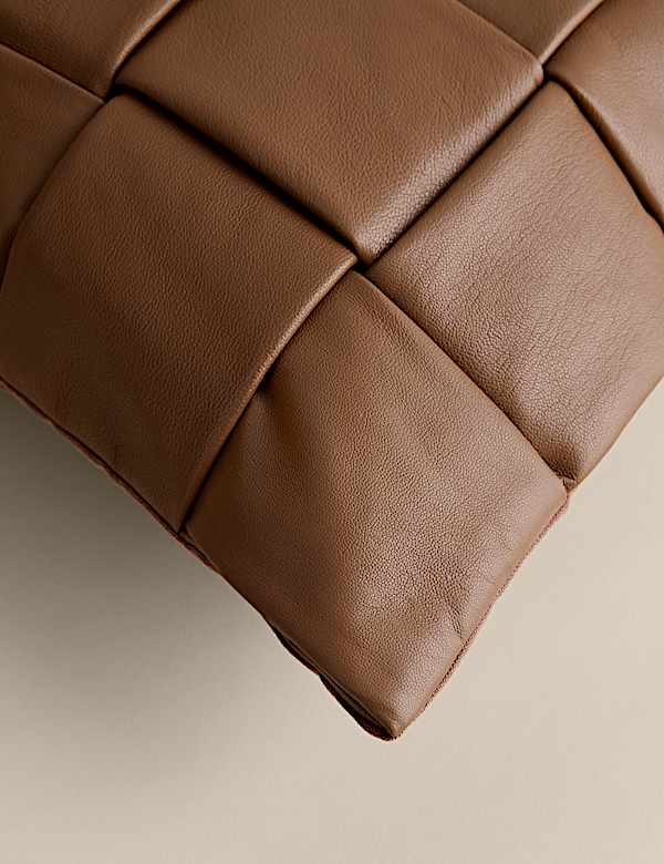 Leather Basket Weave Cushion - SE