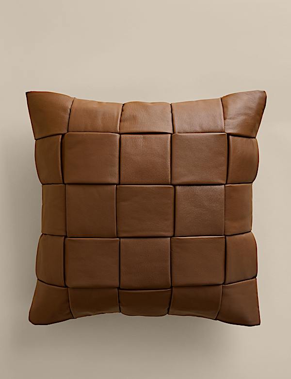 Leather Basket Weave Cushion - HU