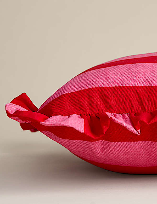 Pure Cotton Striped Frill Cushion - CA