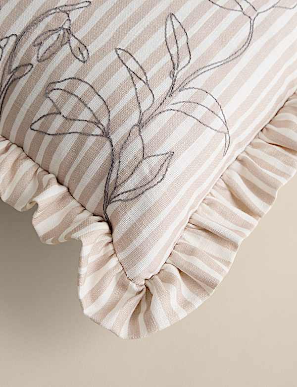 Pure Cotton Floral Embroidered Cushion - FR