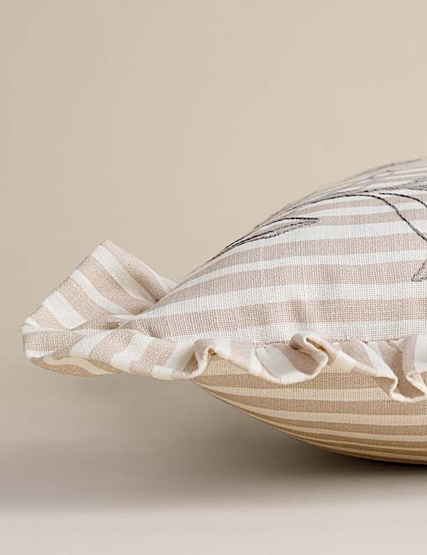 Pure Cotton Floral Embroidered Cushion - FR