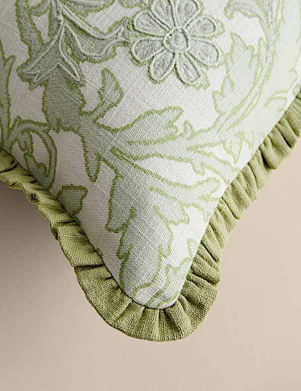 כרית מכותנה טהורה עם רקמת פרחים - IL