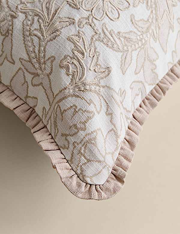 Pure Cotton Floral Embroidered Cushion - SI