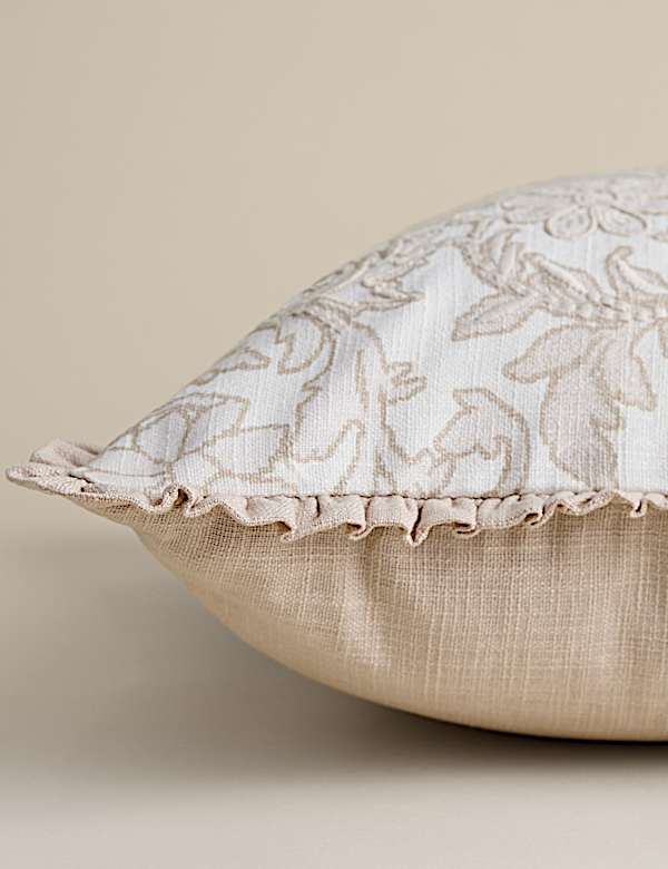 Pure Cotton Floral Embroidered Cushion - SI