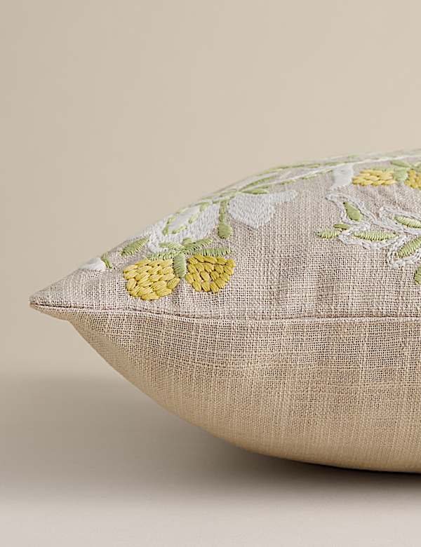 Pure Cotton Floral Embroidered Cushion - CY