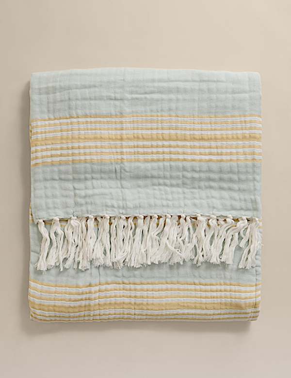 Pure Cotton Striped Large Throw