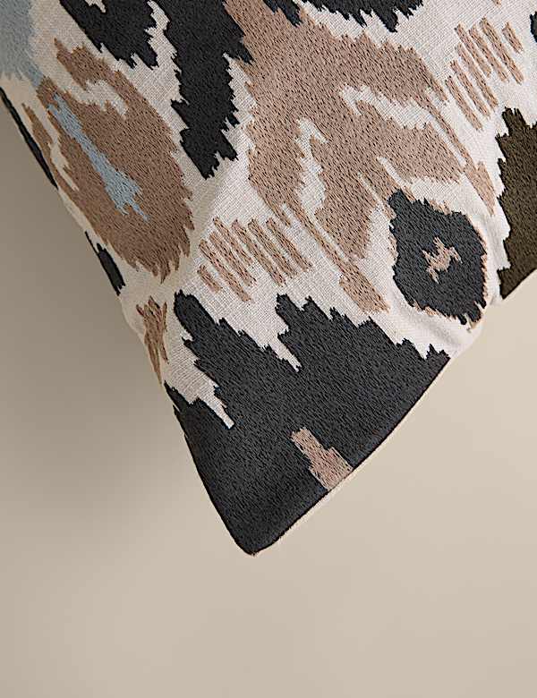 Pure Cotton Embroidered Ikat Cushion - MX