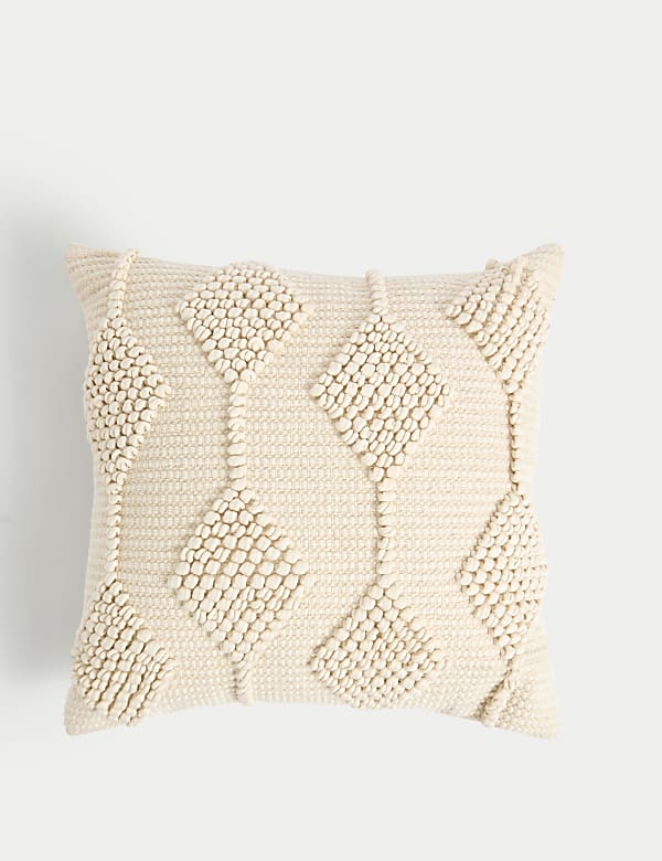 Pure Cotton Geometric Embroidered Cushion - BG