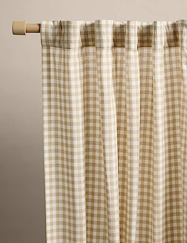 Pure Cotton Gingham Semi-Sheer Multiway Curtains - BN